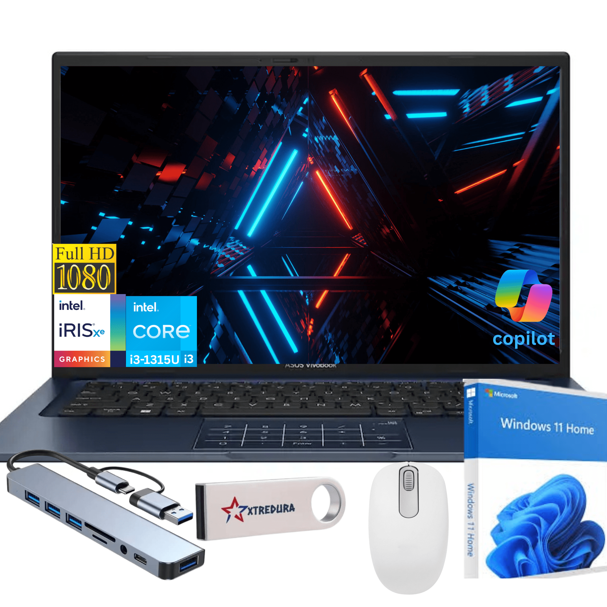 ASUS 14" FHD Laptop, 13th Gen Intel Core i3-1315U Beat(i5-1135G7), 16GB RAM, 512 GB PCIe SSD, Intel Iris Xe,Windows 11 Home,Quiet Blue With Gift Set