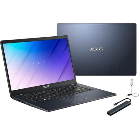 ASUS 14" FHD Laptop, Intel Celeron N4500, 4GB Memory on Board , 64GB eMMC, Intel Iris Xe Graphics, Media Card Reader, Quiet Blue with Mazepoly Accessories