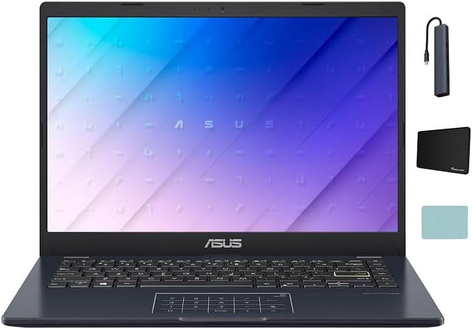 ASUS 14" FHD Laptop for Student and Business, Intel Celeron N4500, 4GB Memory, 64GB eMMC, Intel Iris Xe Graphics, Media Card Reader, Quiet Blue with Tigology Accessories