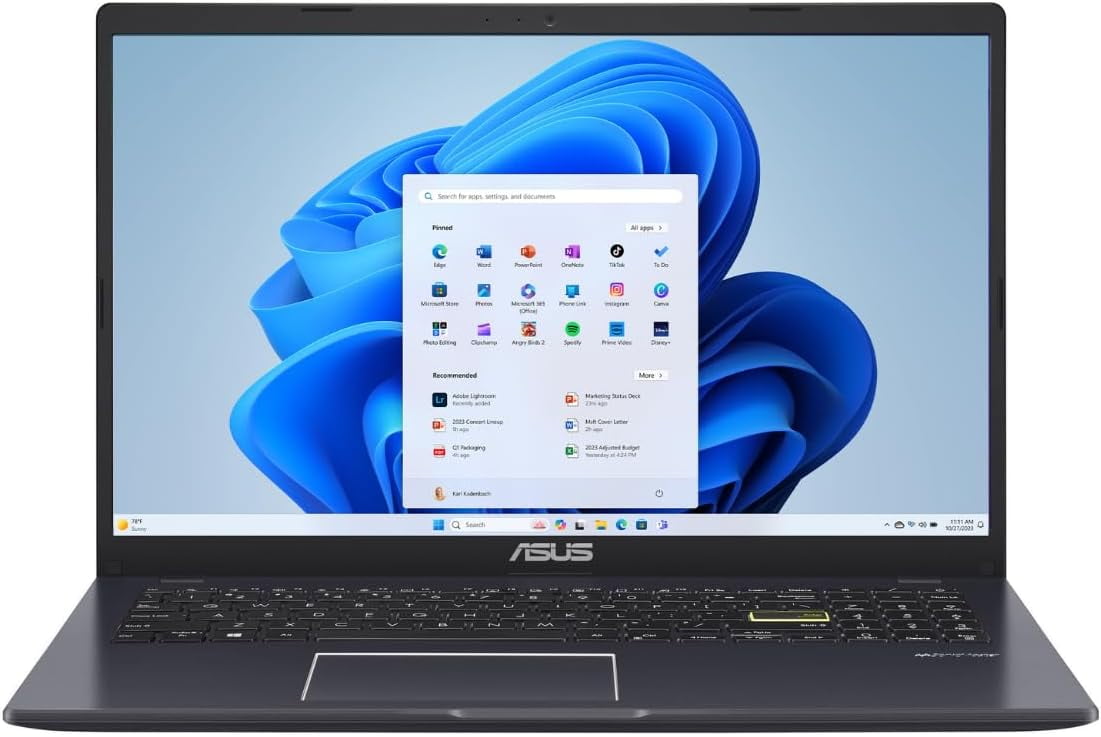 ASUS 15.6” Vivobook Go Laptop, Intel Celeron N4500, 4GB RAM, 128GB SSD, Windows 11 in S Mode, Star Black, L510KA-ES04 ASUS 15.6” Vivobook Go Laptop, Intel Celeron N4500, 4GB RAM, 128GB SSD, Windows 11 in S Mode, Star Black, L510KA-ES04