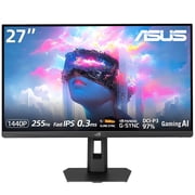 ASUS 27 QHD Gaming Monitor 2560x1440 Fast IPS, 255Hz Refresh Rate, 0.3ms Response Time, AI-Powered GamePlus, G-SYNC Compatible, ELMB Sync, HDR400, USB-C with DP Alt Mode, Ergonomic Stand