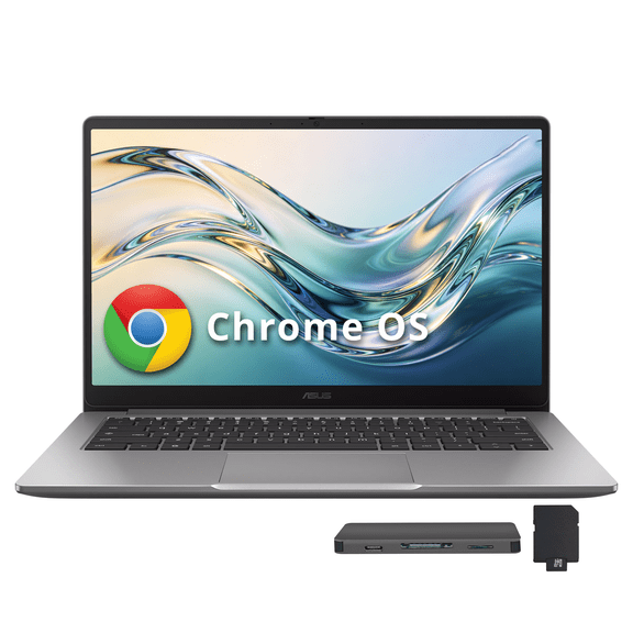 ASUS CX14 14" FHD LED IPS Chromebook Plus Laptop with Google AI,Intel Core 3 N355,8GB LPDDR5,128GB eMMC+160GB Docking,Intel UHD Graphics,Wi-Fi 6E,Chrome OS,Misty Grey