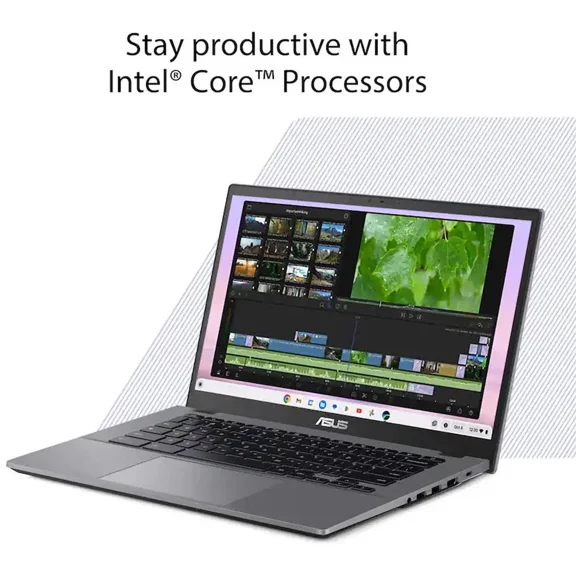 ASUS - CX34 14" FHD Chromebook Plus Laptop with Google AI - Intel Core i5 - 8GB Memory - 128GB SSD - Rock Grey