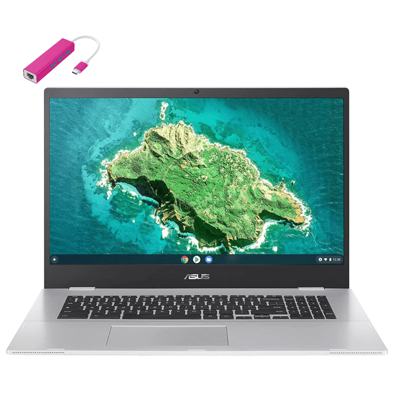ASUS Chromebook 17.3" FHD Laptop Computer, Intel Celeron N4500 Processor up to 2.8GHz, 4GB LPDDR4 RAM, 32GB eMMC, WiFi 6, Bluetooth 5.2, Webcam, Transparent Silver, Chrome OS, Type-C HUB