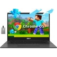 thumbnail image 1 of ASUS Chromebook CM1402 14" FHD Anti-glare Laptop, MediaTek Kompanio 520, 4GB LPDDR4X, 64GB eMMC, HD Webcam, WiFi 6, Bluetooth, Chrome OS, Gravity Gray, 128GB Hotface USB Card, 1 of 9