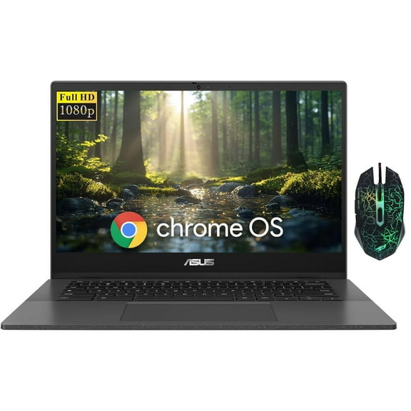 ASUS Chromebook CM1402 14" FHD Laptop,MediaTek Kompanio 520,4GB LPDDR4x-3600 MHz RAM,128GB Storage(64GB eMMC+64GB Micro SD),HD Webcam,WiFi 6,Bluetooth,Chrome OS,Gravity Gray
