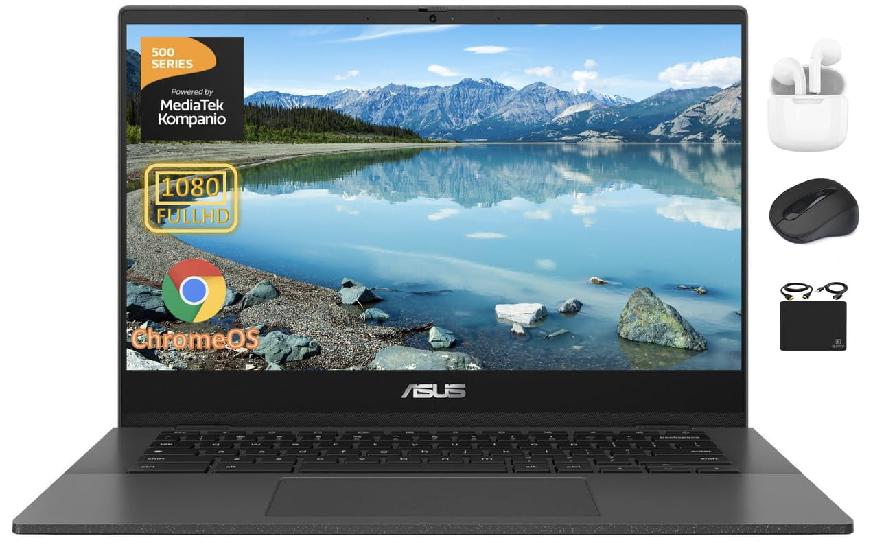 ASUS Chromebook 14 Inch Laptop - Google Chromebook School Student - 8Core MediaTek Kompanio 520 - FHD Display - USB C - Wi-Fi 6-15hours Battery Life - 2024 (4GB RAM | 192GB Storage), Black