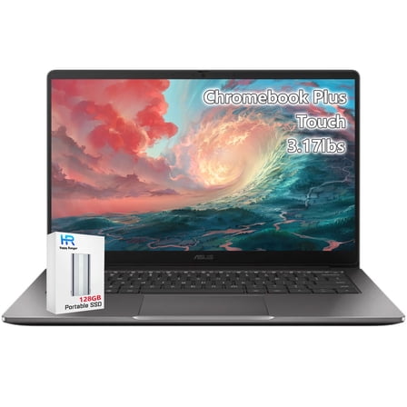 ASUS Chromebook Plus Touchscreen Laptop - Intel Core 3-N355 Beat i3-1215U - 14inch FHD Touch Display- 8GB RAM| 256GB Storage +128GB SSD -Gaming Chrome - Students School Kids- 2025