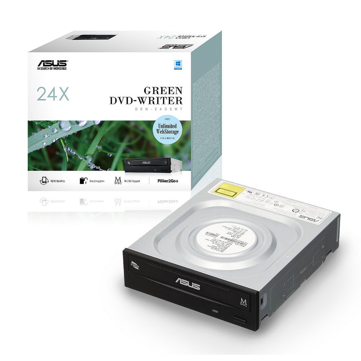 ASUS DRW-24D5MT Extreme Internal 24X DVD Writing Speed With M-Disc Support  IN RETAIL COLOUR BOX