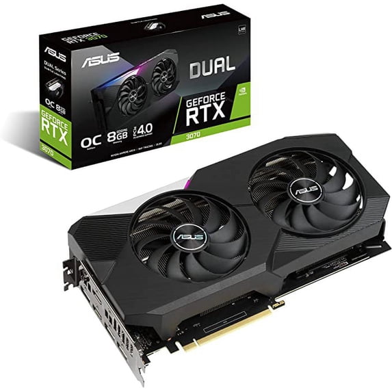 ASUS DUAL-RTX3070-O8G-V2 - OC Edition - graphics card - GF RTX 3070 - 8 GB GDDR6 - PCIe 4.0 - 2 x HDMI, 3 x DisplayPort