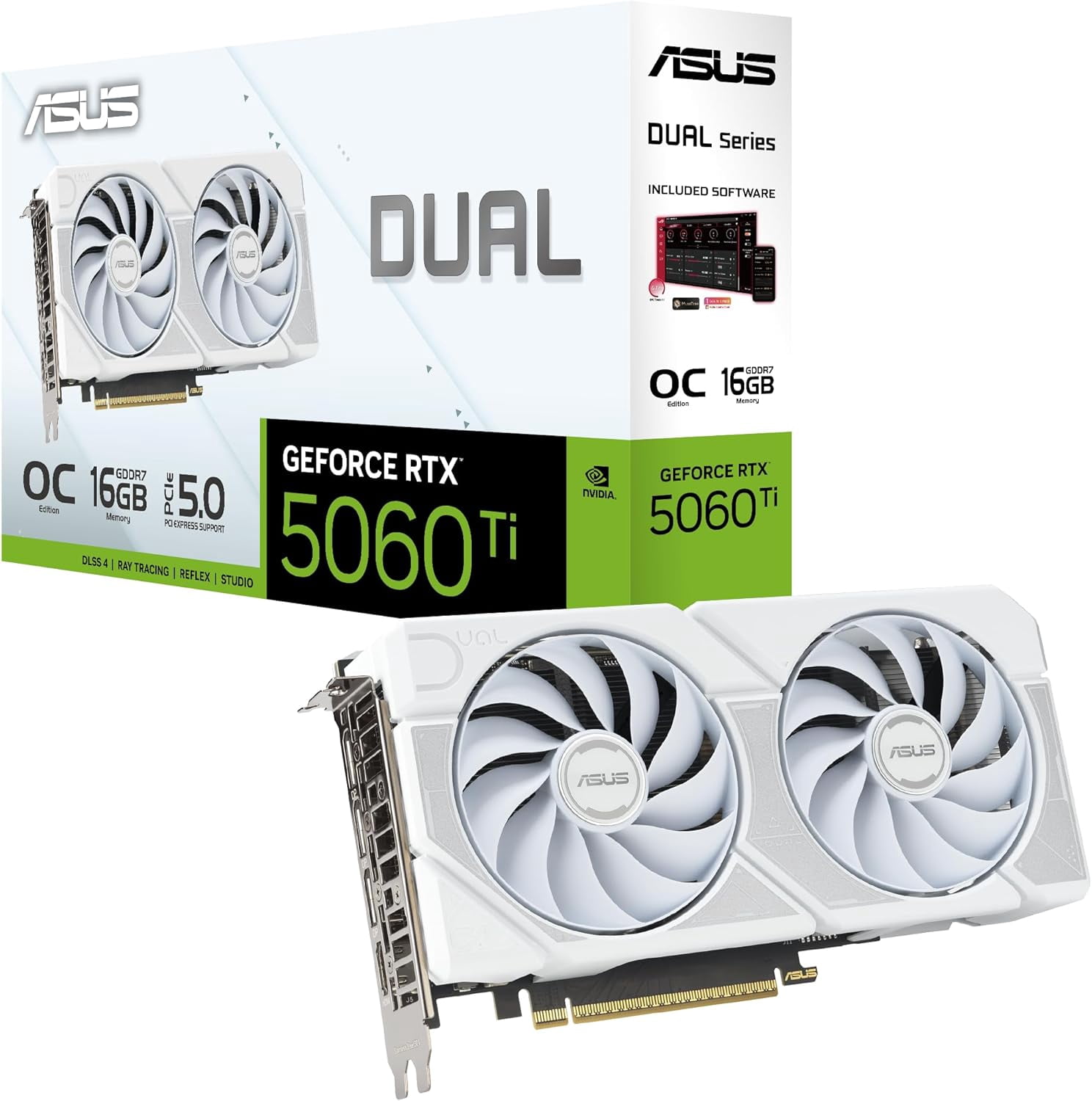 ASUS Dual NVIDIA GeForce RTX™ 5060 Ti 16GB GDDR7 White OC Edition