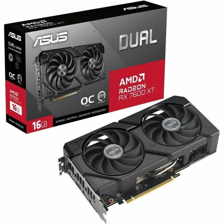 ASUS Dual RX 7600 XT OC GPU Card 16GB GDDR6, AMD RDNA 3, PCIe 4.0