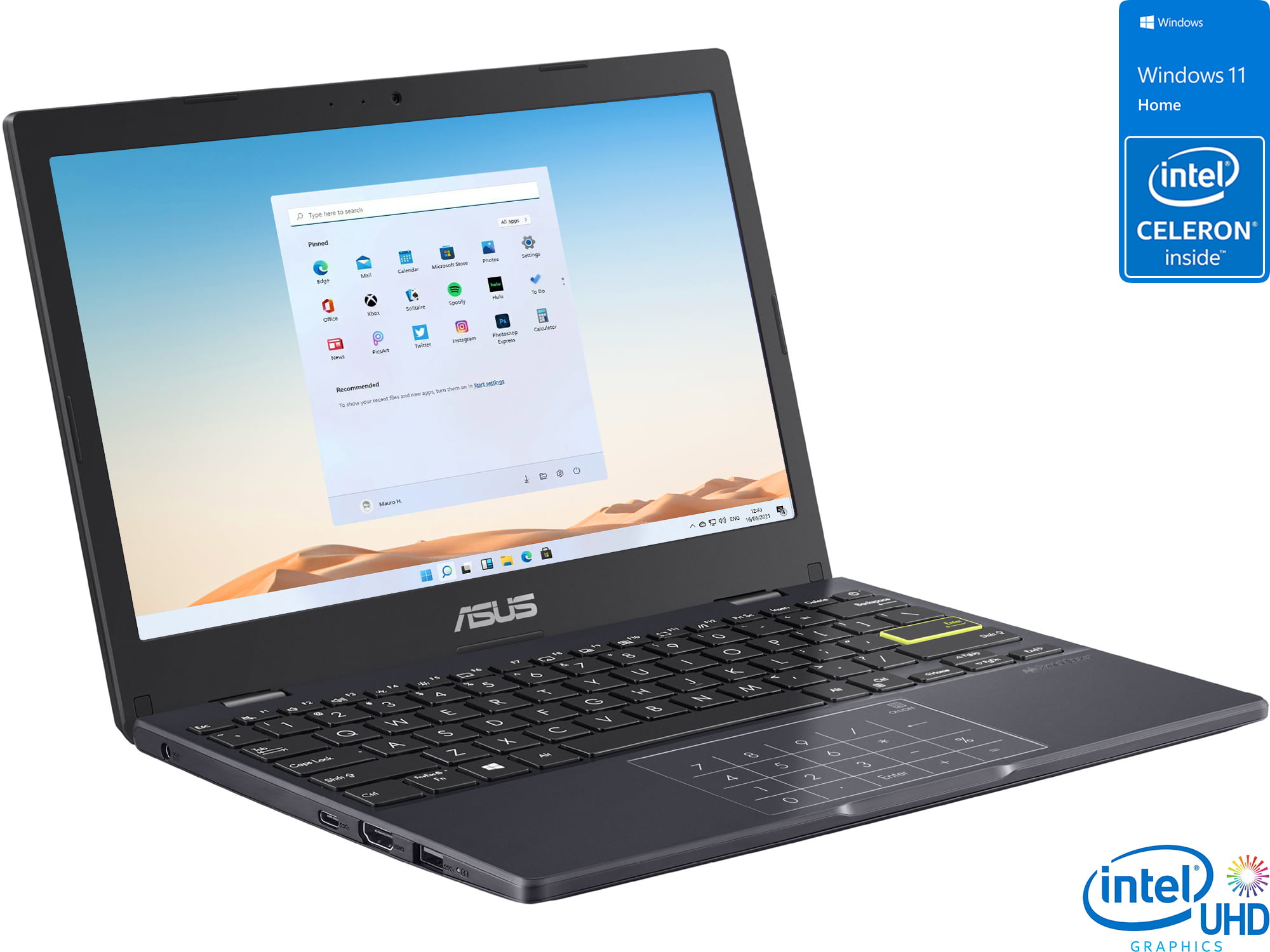PC Portable Asus VivoBook E210 CELERON 4G 128g SSD Windows 10  (90NB0R44-M003R0)