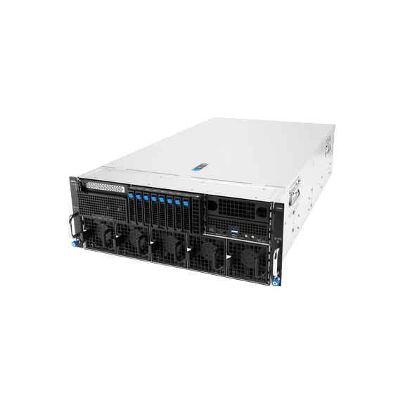 ASUS ESC8000A-E13-32W AMD EPYC 9005 dual-processor 4U server that supports eight dual-slot NVIDIA H200 GPUs or NVIDIA RTX PRO 6000 Blackwell Server Edition, up to 24 DIMM