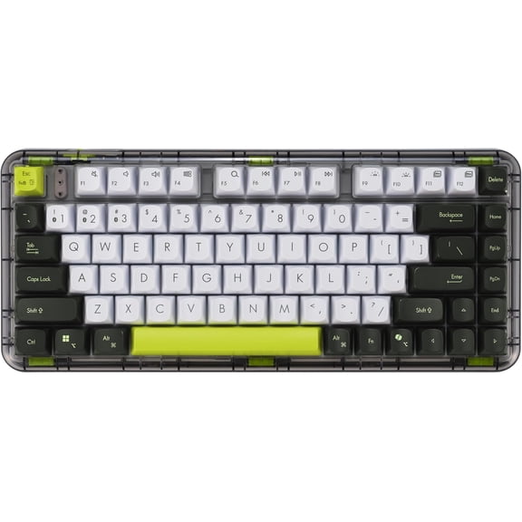 ASUS Jelly75 Wireless Keyboard KD201 Tri-Mode (BT/2.4GHz/Wired), up to 5 Devices, Hot-Swappable, 1K Polling Rate, Smooth Quiet Typing, Windows/MacOS Toggle, for Productivity/Gaming Volt Green