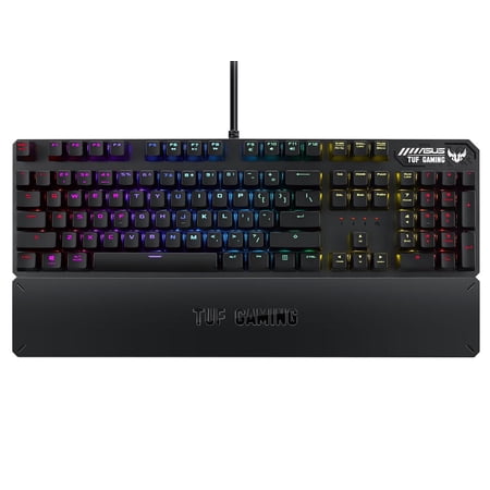 ASUS Mechanical PC Gaming Keyboard for PC - TUF K3 | Programmable Onboard Memory | Dedicated Media Controls, Aura Sync RGB Lighting | Detachable Magnetic Wrist Rest | Highly Durable | Black