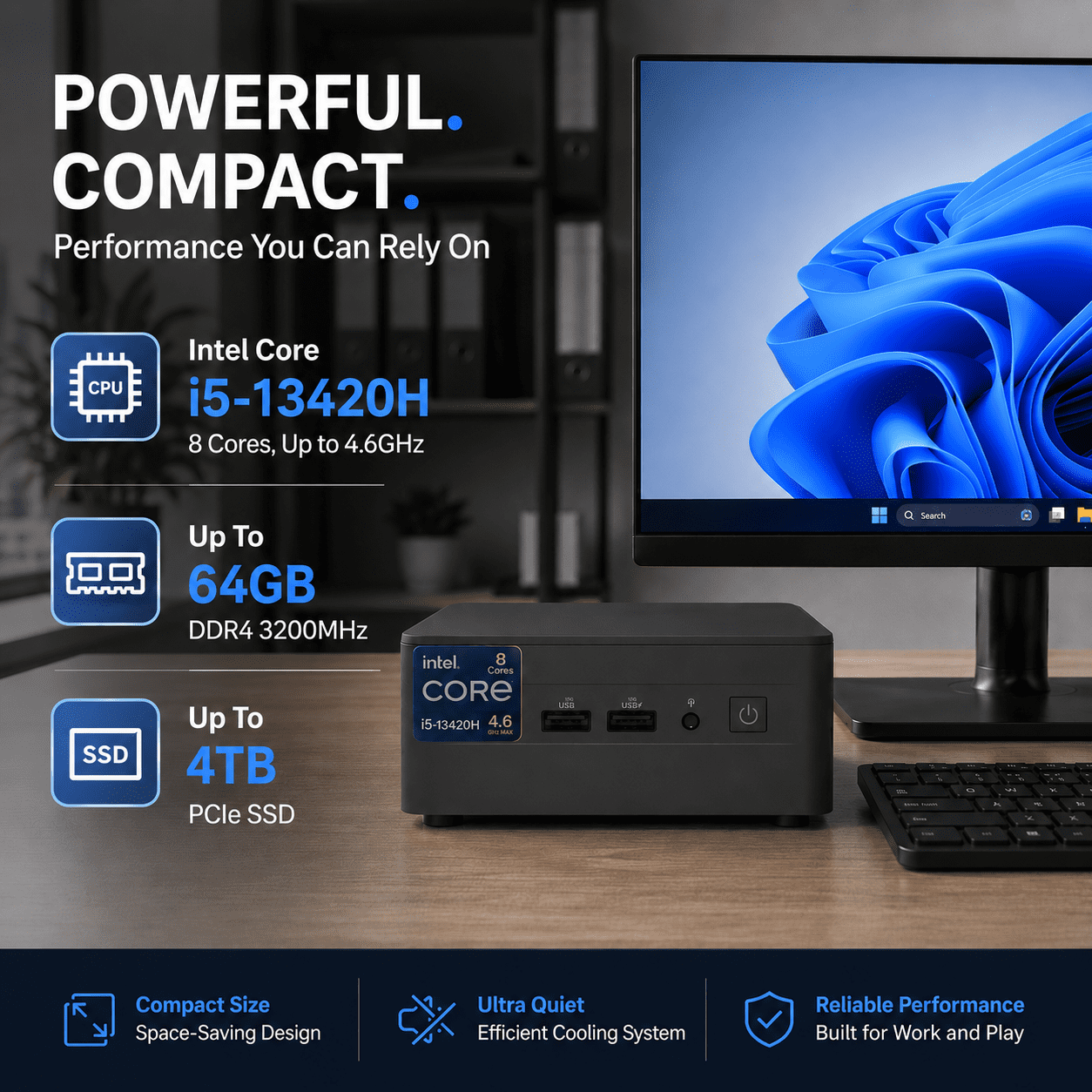 2025 Intel NUC 13 Pro Kit Mini Desktop 14-Core Intel Core i7-1370P