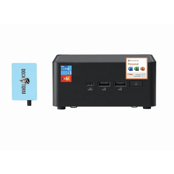ASUS NUC 14 Pro Mini Desktop (Intel Core 3 100U, Intel Graphics Shared, 16GB DDR5, 1TB PCIe SSD, 2 Thunderbolt 4, WiFi 6E, Bluetooth 5.3, Win 11 Pro) w/Microsoft 365 Personal , DKZ USB Port Expander