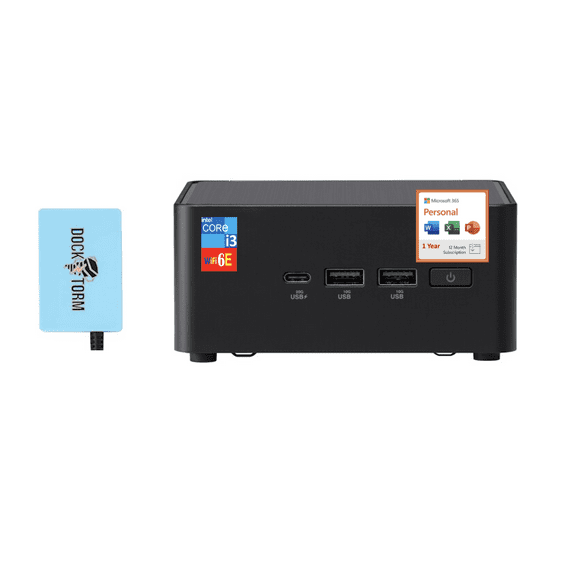 ASUS NUC 14 Pro Mini Desktop (Intel Core 3 100U, Intel Graphics Shared, 32GB DDR5, 512GB PCIe SSD, 2 Thunderbolt 4, WiFi 6E, Bluetooth 5.3, Win 11 Pro) w/Microsoft 365 Personal , DKZ USB Port Expander