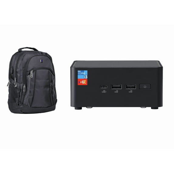 ASUS NUC 14 Pro Mini Desktop (Intel Core 3 100U, Intel Graphics Shared, 8GB DDR5, 512GB PCIe SSD + 1TB HDD, 2 Thunderbolt 4, WiFi 6E, Bluetooth 5.3, 90W PSU, RJ-45, Win 11 Pro) w/Premium Backpack