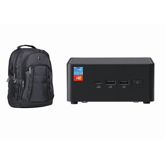 ASUS NUC 14 Pro Mini Desktop (Intel Core 3 100U, Intel Graphics Shared, 8GB DDR5, 512GB PCIe SSD + 2TB HDD, 2 Thunderbolt 4, WiFi 6E, Bluetooth 5.3, 90W PSU, RJ-45, Win 11 Pro) w/Premium Backpack