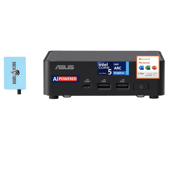 ASUS NUC 14 Pro Slim AI Powered Mini Desktop (Intel Ultra 5-125H , Intel Arc Shared, 8GB DDR5, 2TB PCIe SSD, 2 Thunderbolt 4, WiFi 6E, Win 11 Home) w/Microsoft 365 Personal , DKZ USB Port Expander