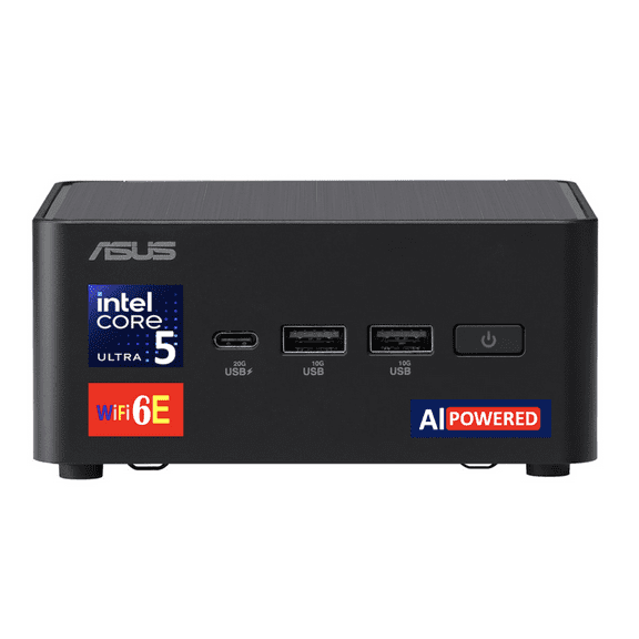 ASUS NUC AI Powered Mini Desktop (Intel Ultra 5-135H, 64GB DDR5, 1TB PCIe SSD + 1TB HDD, 2 Thunderbolt 4, WiFi 6E, Bluetooth 5.3, 120W PSU, RJ-45, 2 HDMI, Win 11 Pro)