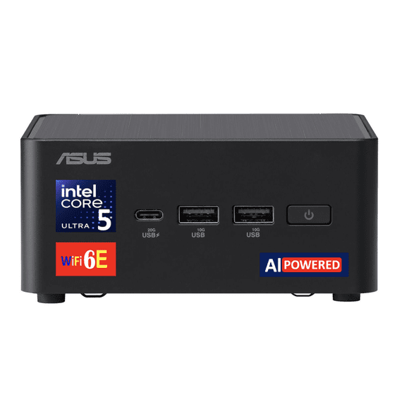 ASUS NUC AI Powered Mini Desktop (Intel Ultra 5-135H, 8GB DDR5, 256GB PCIe SSD + 1TB HDD, 2 Thunderbolt 4, WiFi 6E, Bluetooth 5.3, 120W PSU, RJ-45, 2 HDMI, Win 11 Pro)
