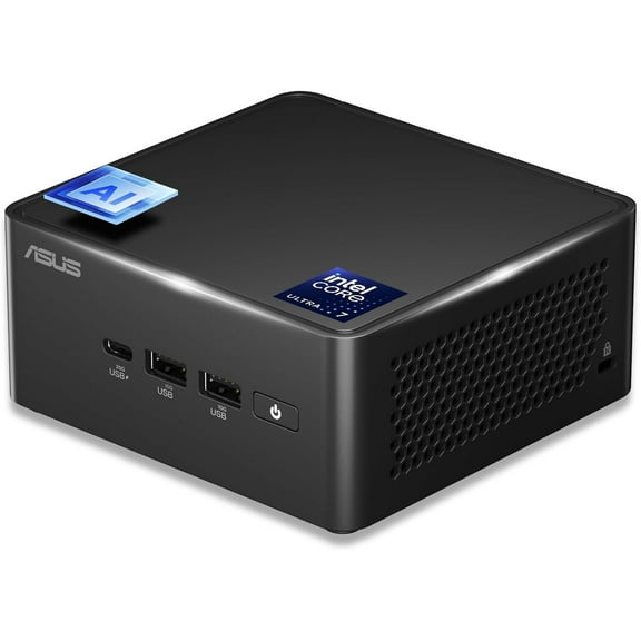 ASUS NUC AI Powered Mini Desktop (Intel Ultra 7- 165H, No OS, 8GB DDR5, 256GB PCIe SSD + 1TB HDD, 2 Thunderbolt 4, WiFi 6E, Bluetooth 5.3, 120W PSU, RJ-45, 2 x HDMI 2.1, Win 11 Home)