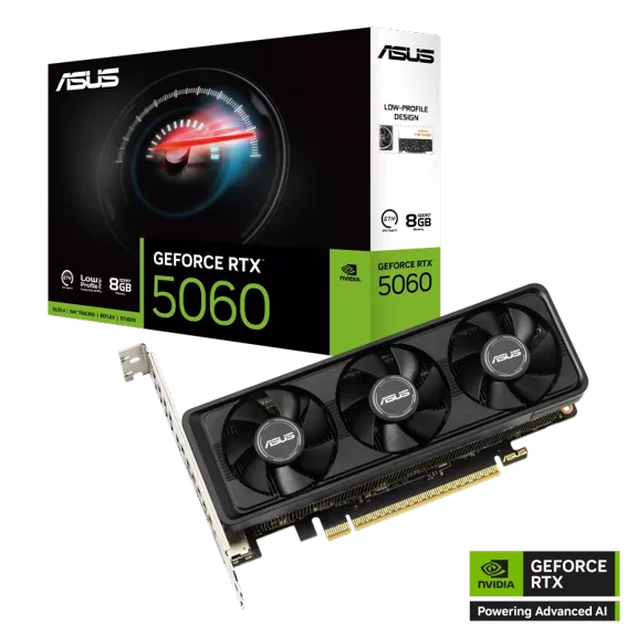 ASUS NVIDIA GeForce RTX 5060 LP BRK 8GB GDDR7 OC Edition Graphics Card (PCIe 5.0, 8GB GDDR7, HDMI/DP 2.1, Low-Profile Design, IP5X Dust Resistance)