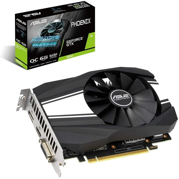 ASUS PHGTX1660O6G GeForce GTX 1660 Overclocked 6GB Phoenix Fan Edition HDMI DP DVI Graphics Card