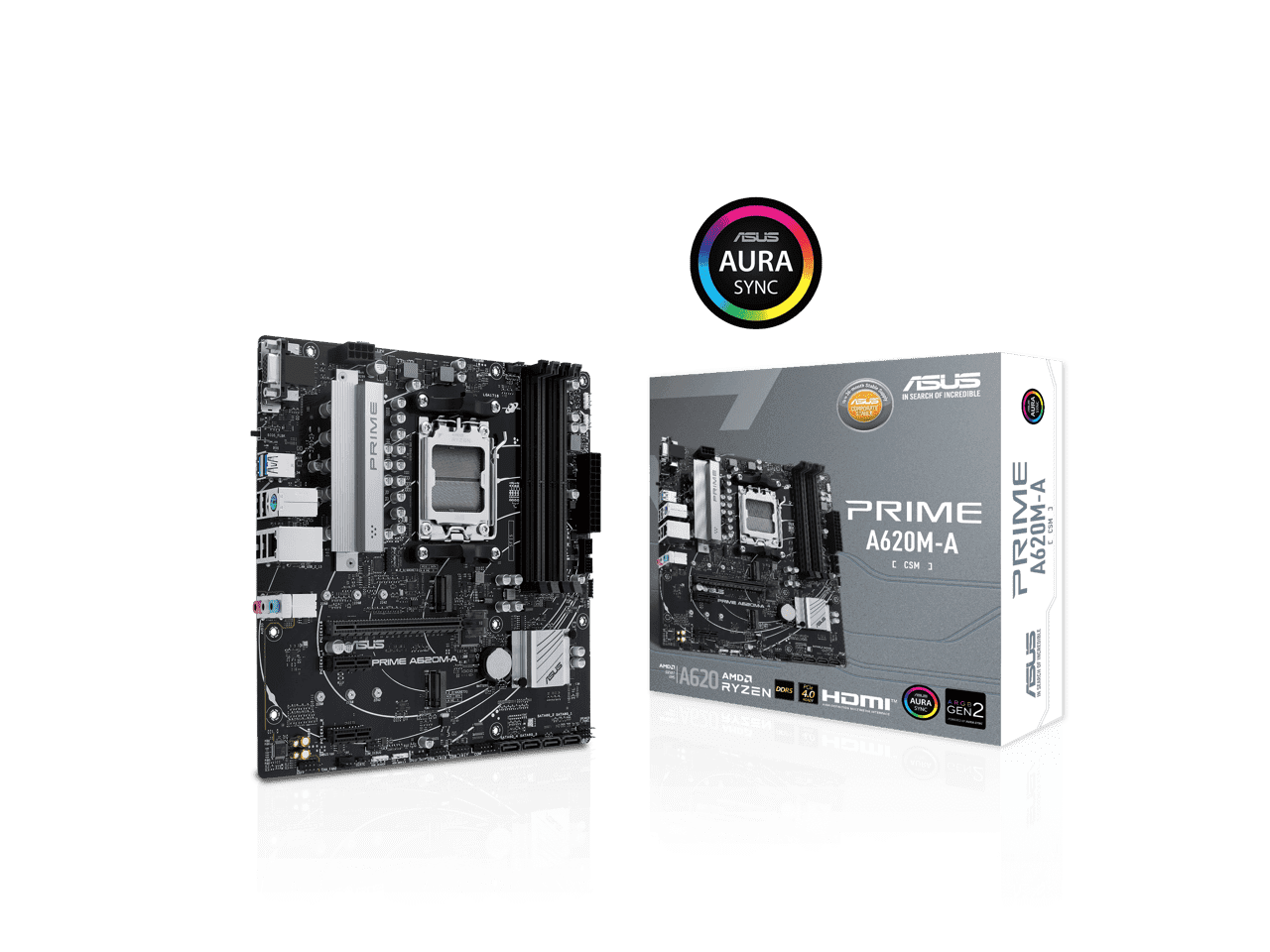 Asus Prime Desktop Motherboard - AMD A620 Chipset - Socket AM5 - Micro ATX