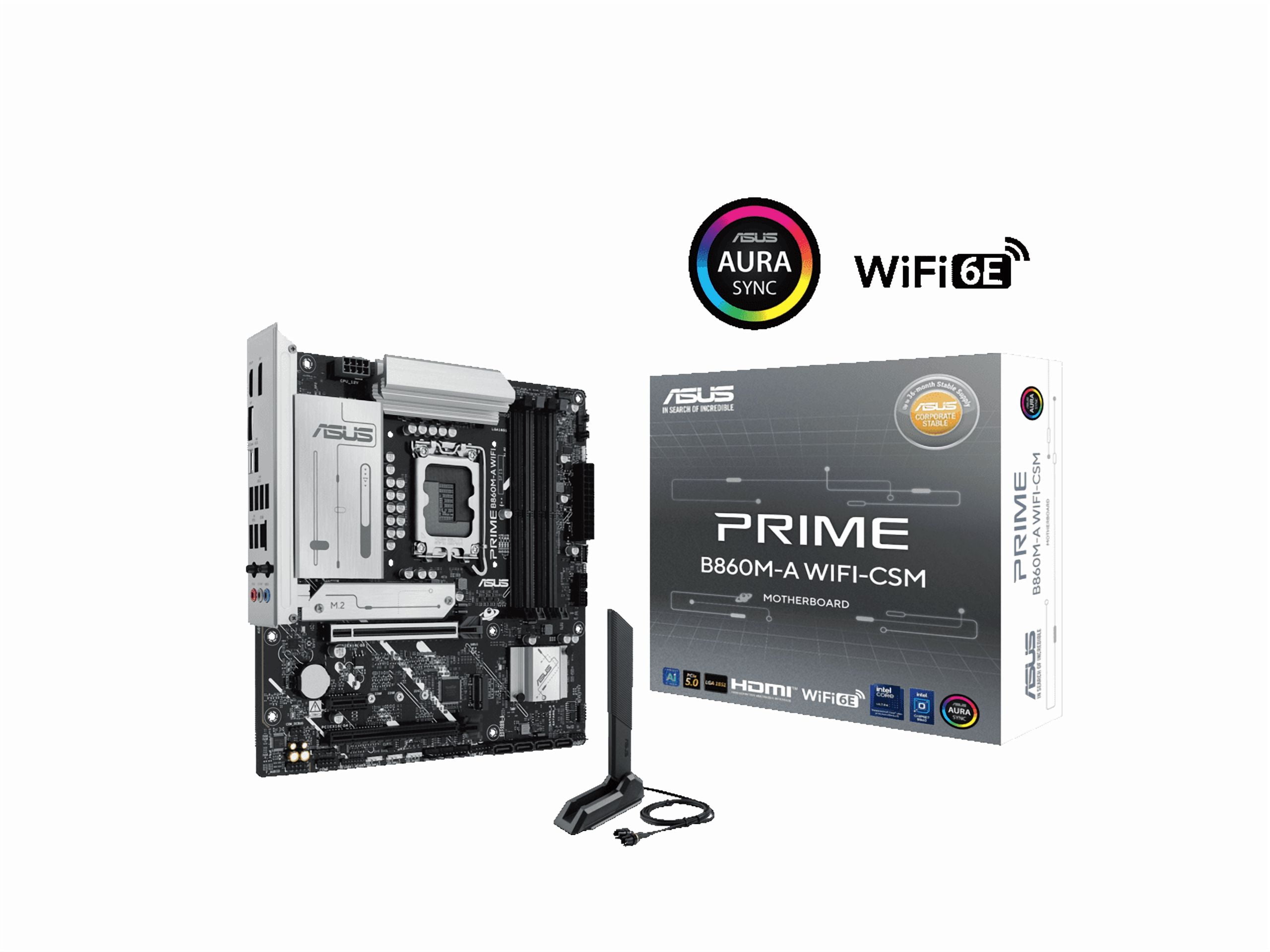 Asus Prime B860M-A WIFI-CSM Desktop Motherboard - Intel B860 Chipset - Socket LGA-1851 - Micro ATX (primeb860m-awifi-csm)