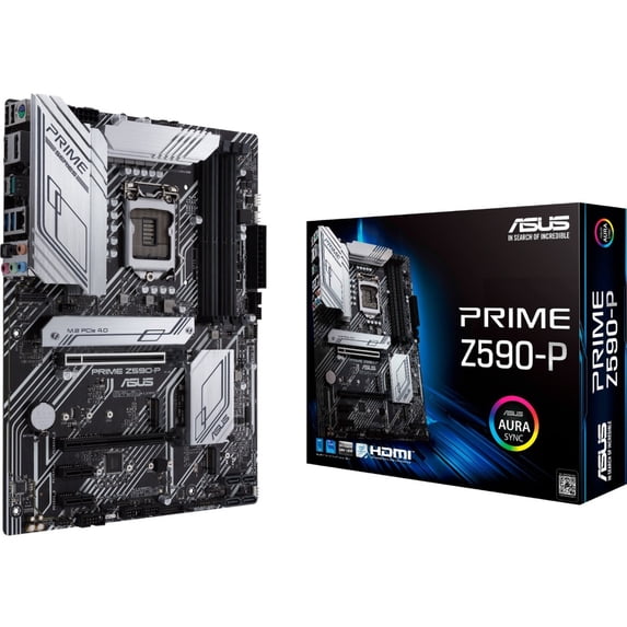 Asus Prime Z590-P Desktop Motherboard, Intel Chipset, Socket LGA-1200, Intel Optane Memory Ready, ATX