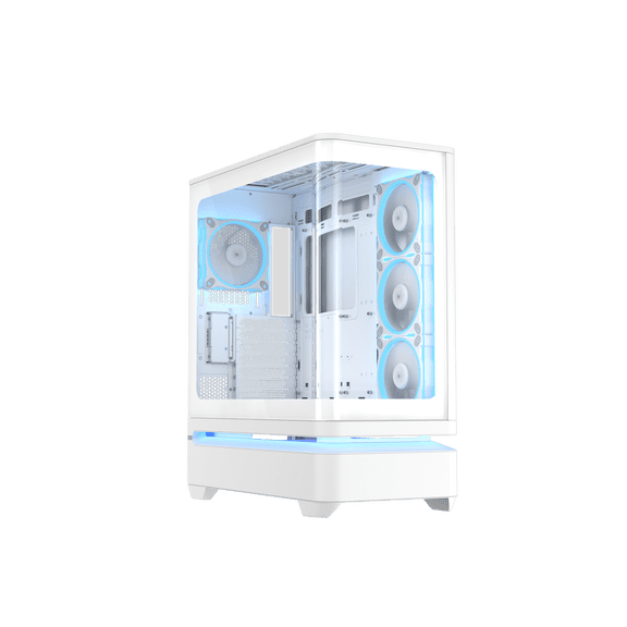ASUS Prime AP304 White ARGB ATX PC Gaming Case Tempered Curved Glass; Four Built-in ARGB Fans; Supports Graphics Cards up to 420mm Long; 360mm-long Radiators, White