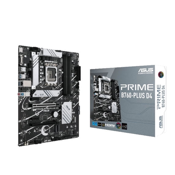 ASUS Prime B760-PLUS D4 Intel B760 (13th and 12th Gen) LGA 1700 ATX Motherboard with PCIe 5.0, three PCIe 4.0 M.2 slots, DDR4, Realtek 2.5Gb Ethernet, DisplayPort, VGA, HDMI, SATA 6 Gbps)