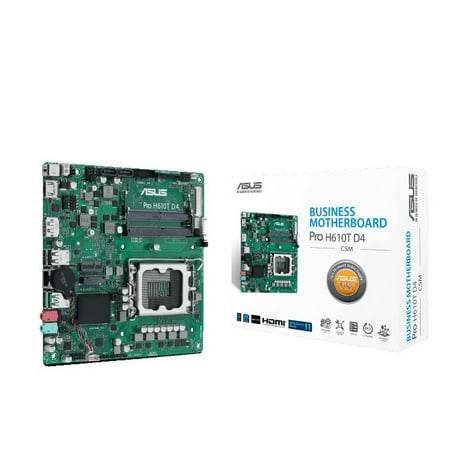 ASUS Pro H610T D4-CSM LGA 1700 (Intel 12th & 13th Gen & Intel vPro) TCO-optimized Commercial Motherboard (PCIe 4.0, DP, LVDS, SO-DIMM DDR4 3200, USB 3.2 Gen 2, M.2 PCIe 4.0 slot, M.2 key E slot)