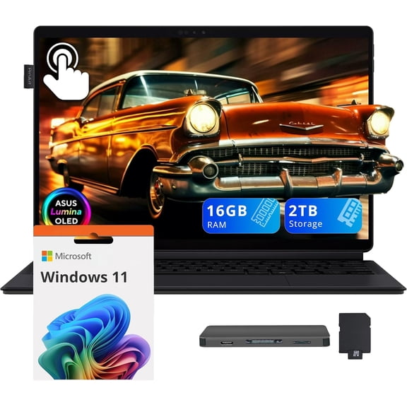 ASUS ProArt 13" OLED 3K Detachable Laptop, Snapdragon X Plus X1P-42-100, 16GB LPDDR5X, 2TB Storage (1TB SSD+1TB Docking Station), Adreno Graphics, Backlit Keyboard, Wi-Fi 7, Win 11 Pro, Black