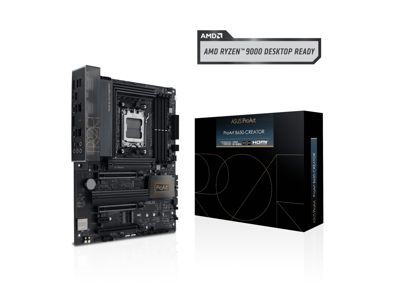 ASUS ProArt B650-CREATOR AMD B650 AM5 Ryzen™ Desktop 9000 8000 and 7000 ATX motherboard, 12+2 power stages (60A), PCIe® 5.0 ready, DDR5, 2.5Gb & 1Gb LAN, USB-C DisplayPort™, 3x M.2 slot, USB4®