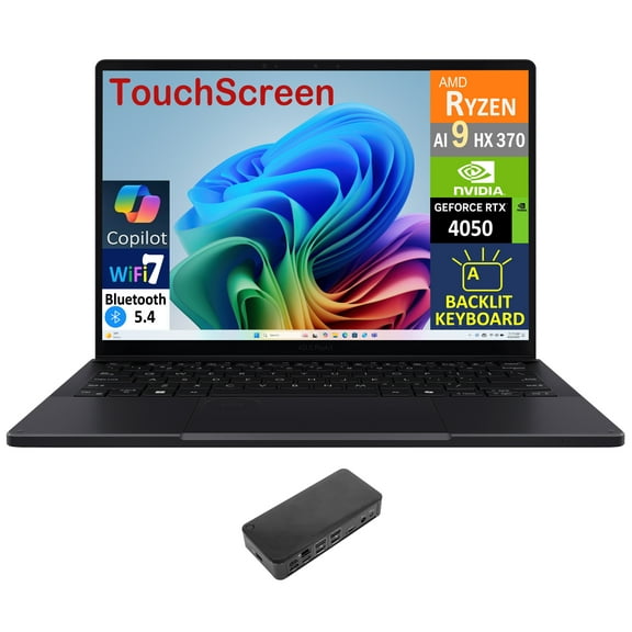 ASUS ProArt PX13 AI Gaming 2-in-1 Laptop 13.3in Touchscreen AMOLED 2.8K Display (AMD Ryzen AI 9 HX 370, 32GB LPDDR5X, 1TB M.2 PCIe SSD, Backlit KB, WiFi 7, Webcam, Win 11 Pro) w/USB-C Dock