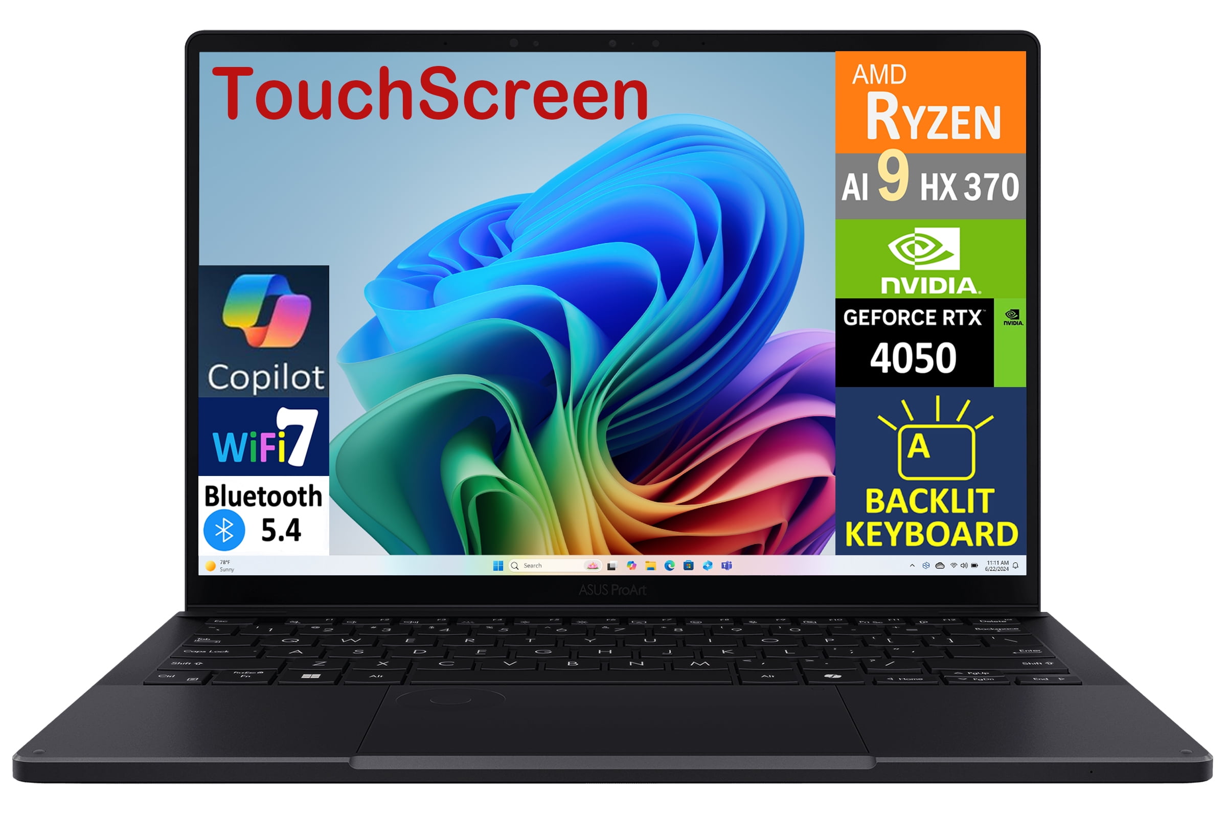 ASUS ProArt PX13 AI Gaming 2-in-1 Laptop 13.3“ Touch 2.8K Display (AMD Ryzen AI 9 HX 370, 32GB LPDDR5X, 1TB SSD, Backlit KB, WiFi 7, Bluetooth 5.4, Win 11 Home)