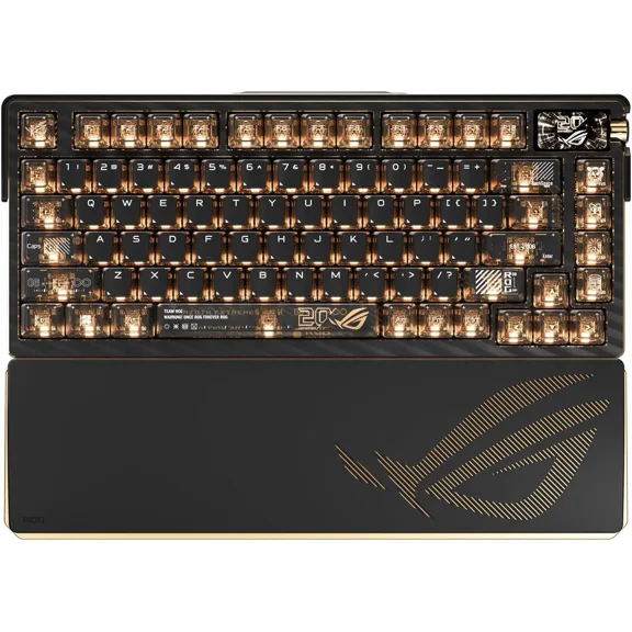 ASUS ROG 20th Edition Azoth Extreme - Wireless Mechanical Gaming Keyboard - 75% TKL, ROG NX Snow V2 Linear Switch, Aluminum Chassis, Carbon Fiber, Color OLED Screen, PBT Keycaps, Gold/Black