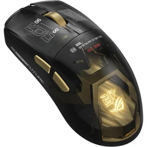 ASUS ROG 20th Edition Harpe II Extreme - Wireless Esports Gaming Mouse - 82g Lightweight, Tri-Mode Connectivity, 65K DPI, 8K Hz Polling, 24K Gold-Plated, Web Config - Gold/Black