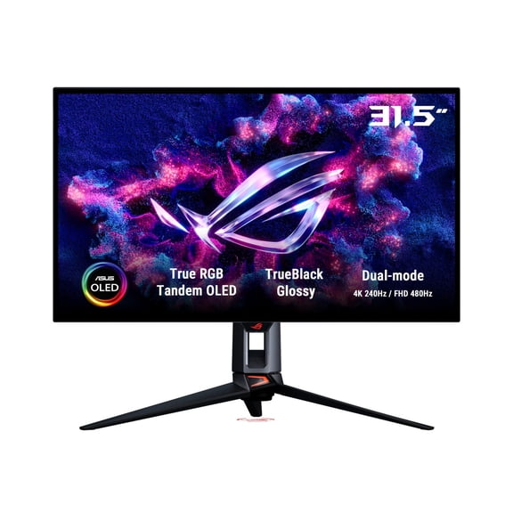 ASUS ROG 32" 4K 240Hz Tandem RGB OLED Gaming Monitor (PG32UCWM) - Dual Mode HD 480Hz, TrueBlack Glossy, Neo Proximity Sensor, 0.03ms, GaNFET technology, G-SYNC Compatible, DP2.1 for PS5 and Xbox