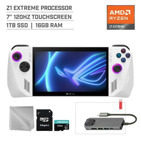 ASUS ROG Ally 1TB SSD Gaming Handheld 7-inch Touchscreen 120Hz FHD 1080p AMD Ryzen Z1 Extreme Processor, Mytrix Hub, 128GB MicroSD Card, 4 Accessories: 5 in 1 Bundle