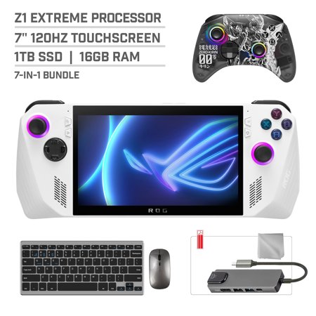 ASUS ROG Ally 1TB SSD Gaming Handheld 7-inch Touchscreen 120Hz FHD 1080p AMD Ryzen Z1 Extreme Processor, Mytrix Zero-Kirin Wireless Pro Controller, Hub, Keyboard & Mouse Combo, 7 in 1 Bundle