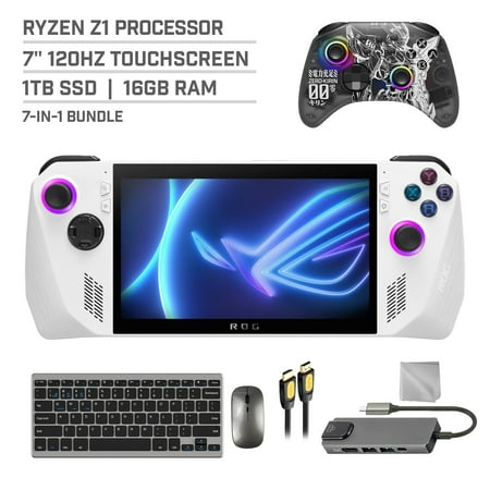 ASUS ROG Ally 1TB SSD Gaming Handheld 7-inch Touchscreen 120Hz FHD 1080p AMD Ryzen Z1 Processor, Mytrix Zero-Kirin Wireless Pro Controller, Hub, Keyboard & Mouse Combo, 7 in 1 Bundle