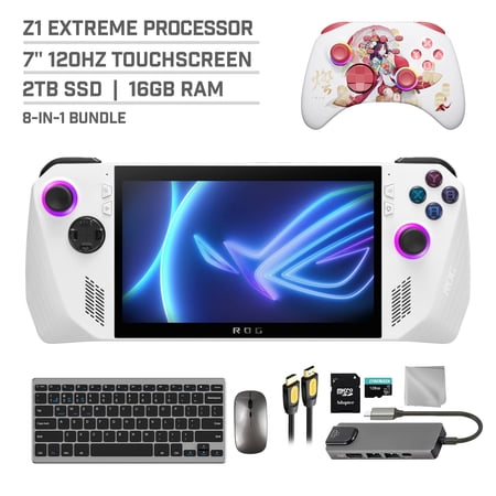 ASUS ROG Ally 2TB SSD Gaming Handheld 7-inch Touchscreen 120Hz FHD 1080p AMD Ryzen Z1 Extreme Processor, Mytrix Touro Wireless Pro Controller, Hub, 128GB MicroSD, Keyboard & Mouse, 8 in 1 Bundle