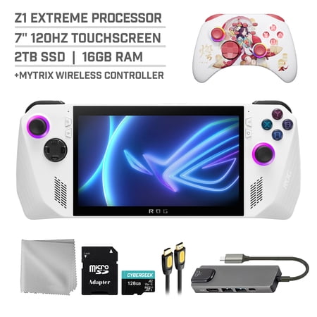 ASUS ROG Ally 2TB SSD Gaming Handheld 7-inch Touchscreen 120Hz FHD 1080p AMD Ryzen Z1 Extreme Processor, Mytrix Touro Wireless Pro Controller, Hub, 128GB MicroSD Card, 5 Accessories: 6 in 1 Bundle