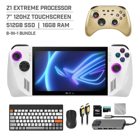 ASUS ROG Ally 512GB Handheld Video Game with 128GB MicroSD, Keyboard & Mouse